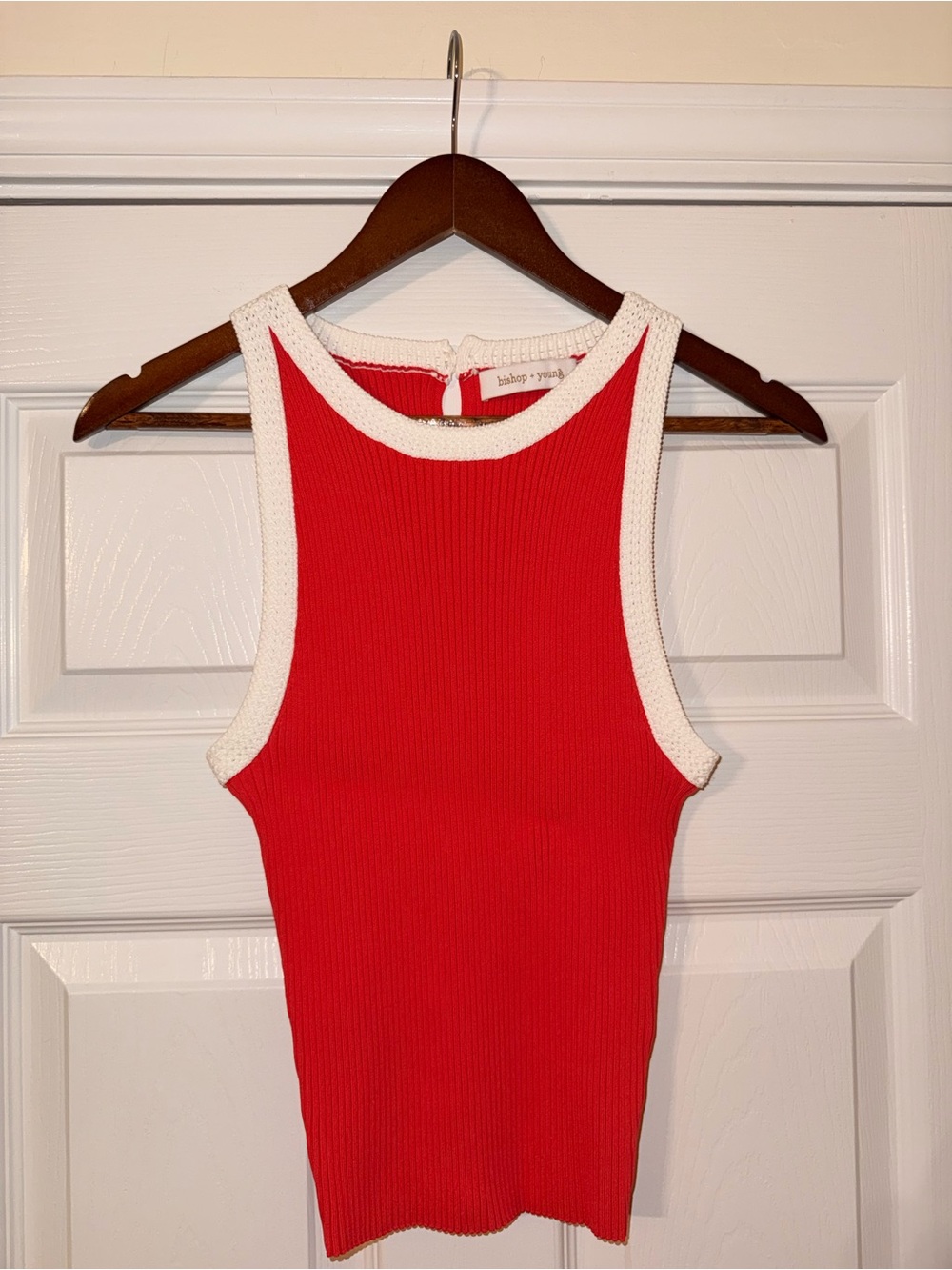 bishop + young Red Ribbed Tank with White Trim